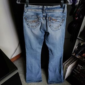 Zebra boot cut low rise jeans